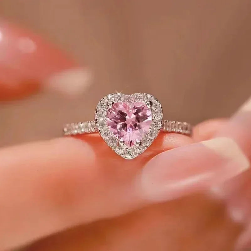 New European and American Peach Heart Ring