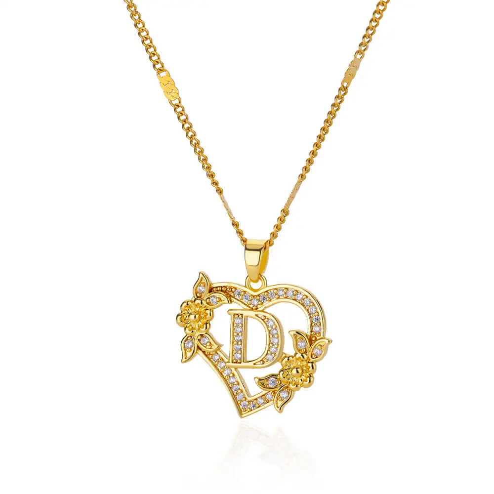 Flower Heart Stainless Steel Necklace