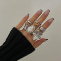 New Exaggerated Metal Flower Open Rings