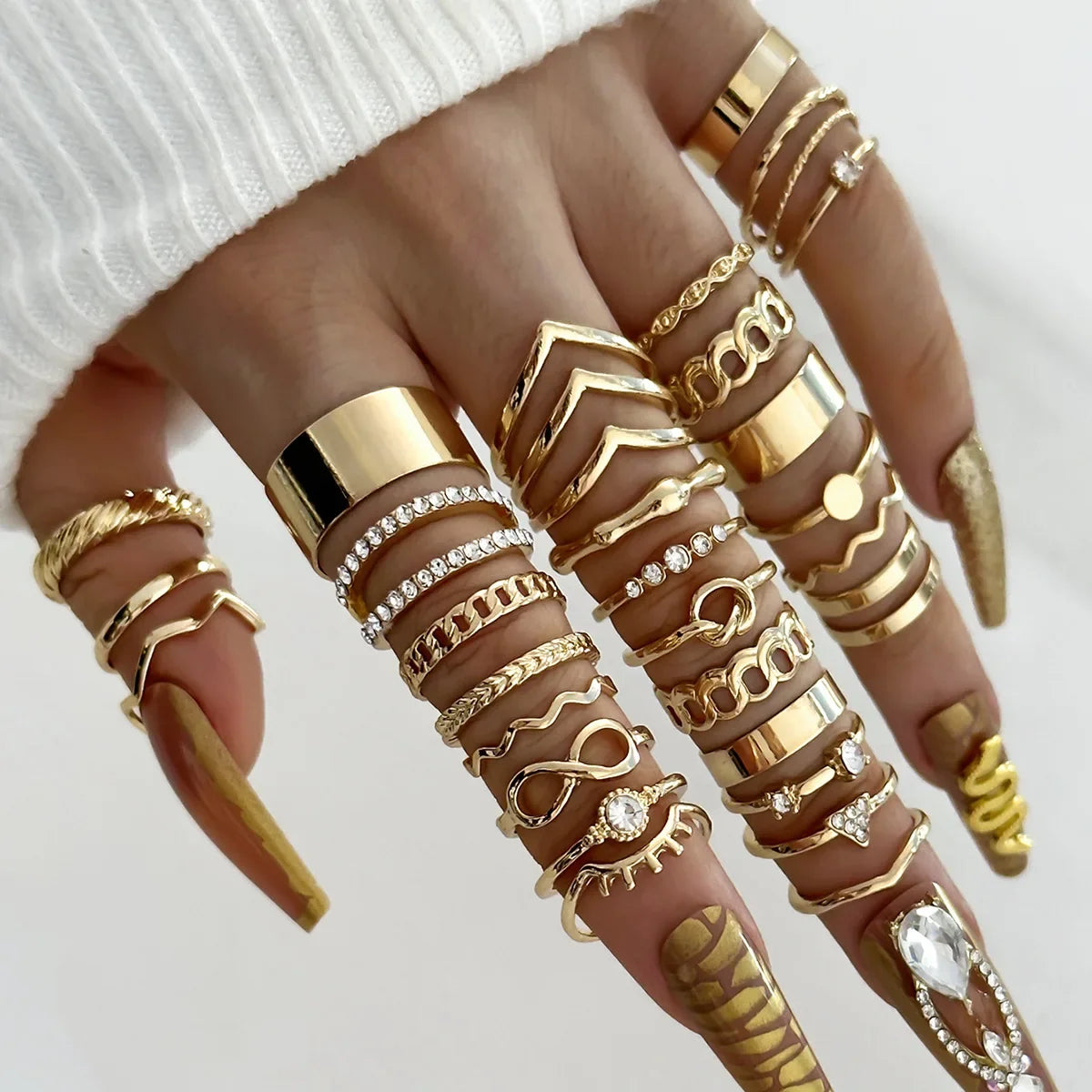 30Pcs Bohemian Geometric Knuckle Rings Set