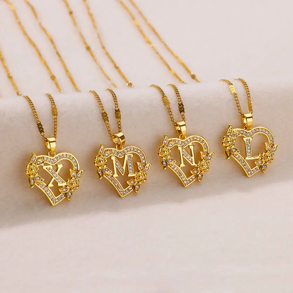 Flower Heart Stainless Steel Necklace