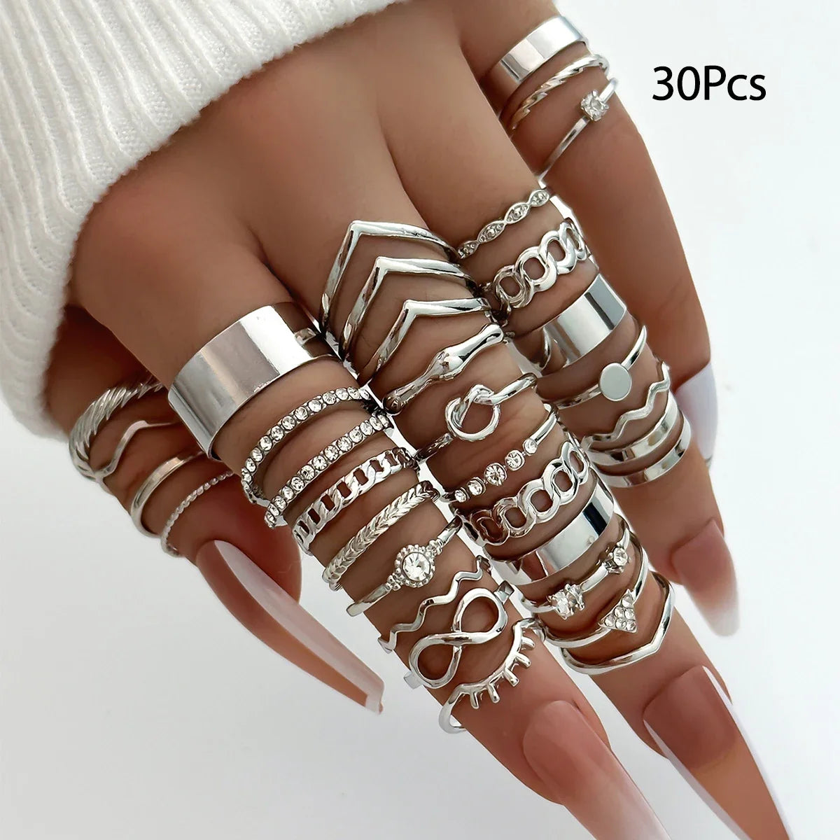 30Pcs Bohemian Geometric Knuckle Rings Set