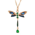 Kinel Hot Blue Natural Zircon Dragonfly Pendant Necklace