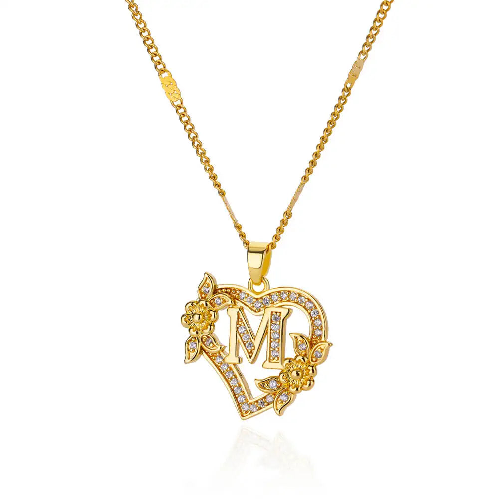Flower Heart Stainless Steel Necklace