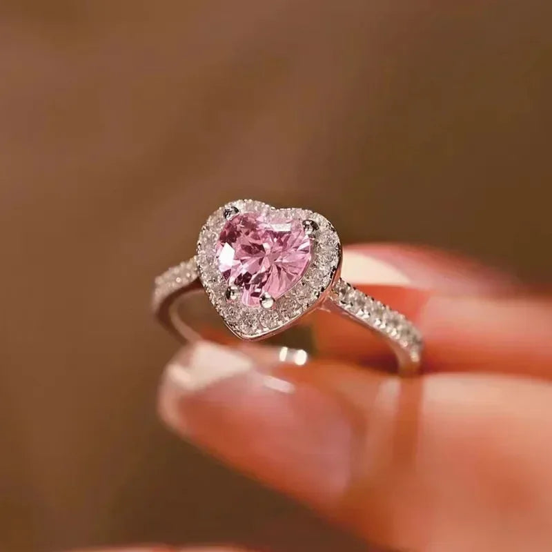 New European and American Peach Heart Ring