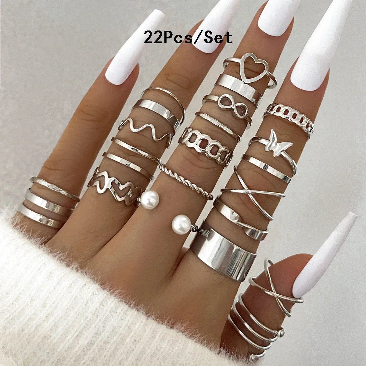 30Pcs Bohemian Geometric Knuckle Rings Set