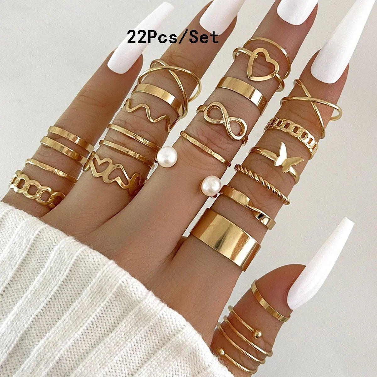 30Pcs Bohemian Geometric Knuckle Rings Set