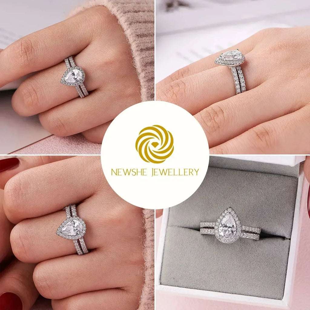 2 Piece Tear Drop Shape Ring .925
