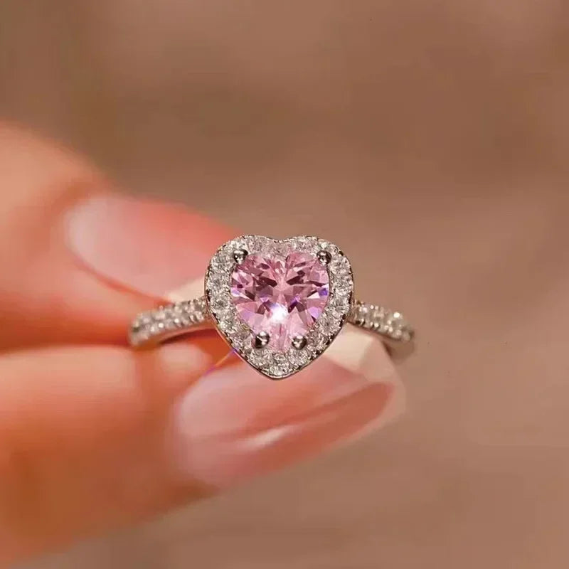 New European and American Peach Heart Ring