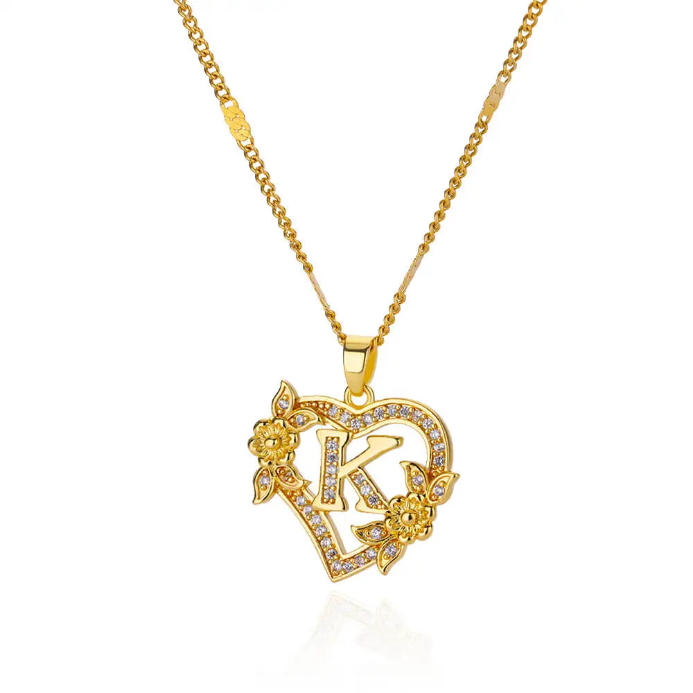 Flower Heart Stainless Steel Necklace