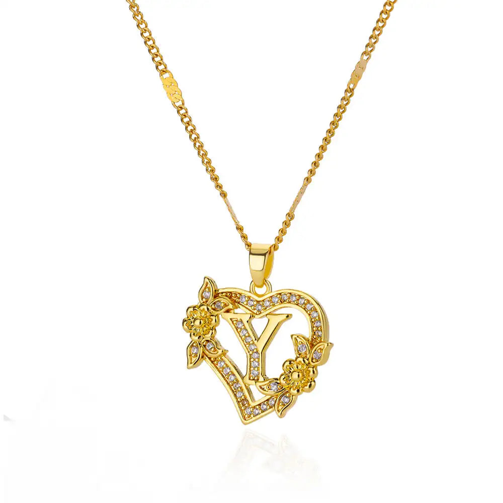 Flower Heart Stainless Steel Necklace