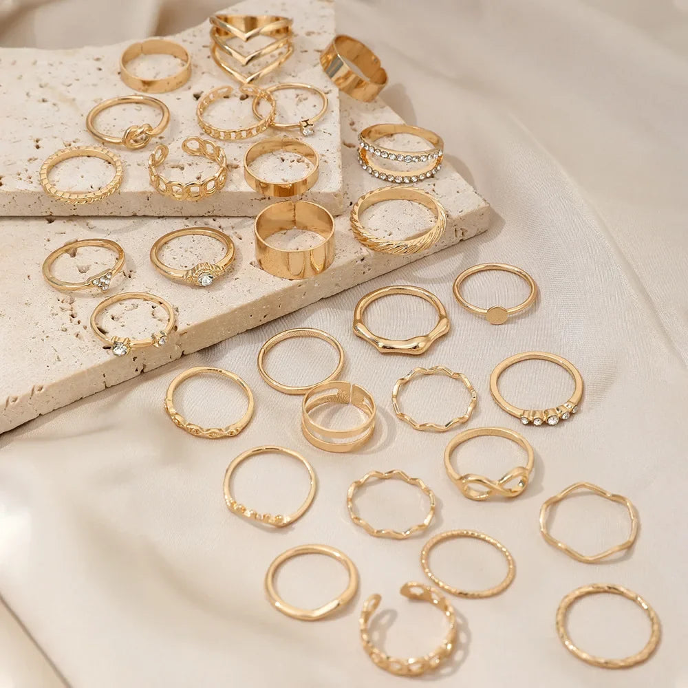 30Pcs Bohemian Geometric Knuckle Rings Set