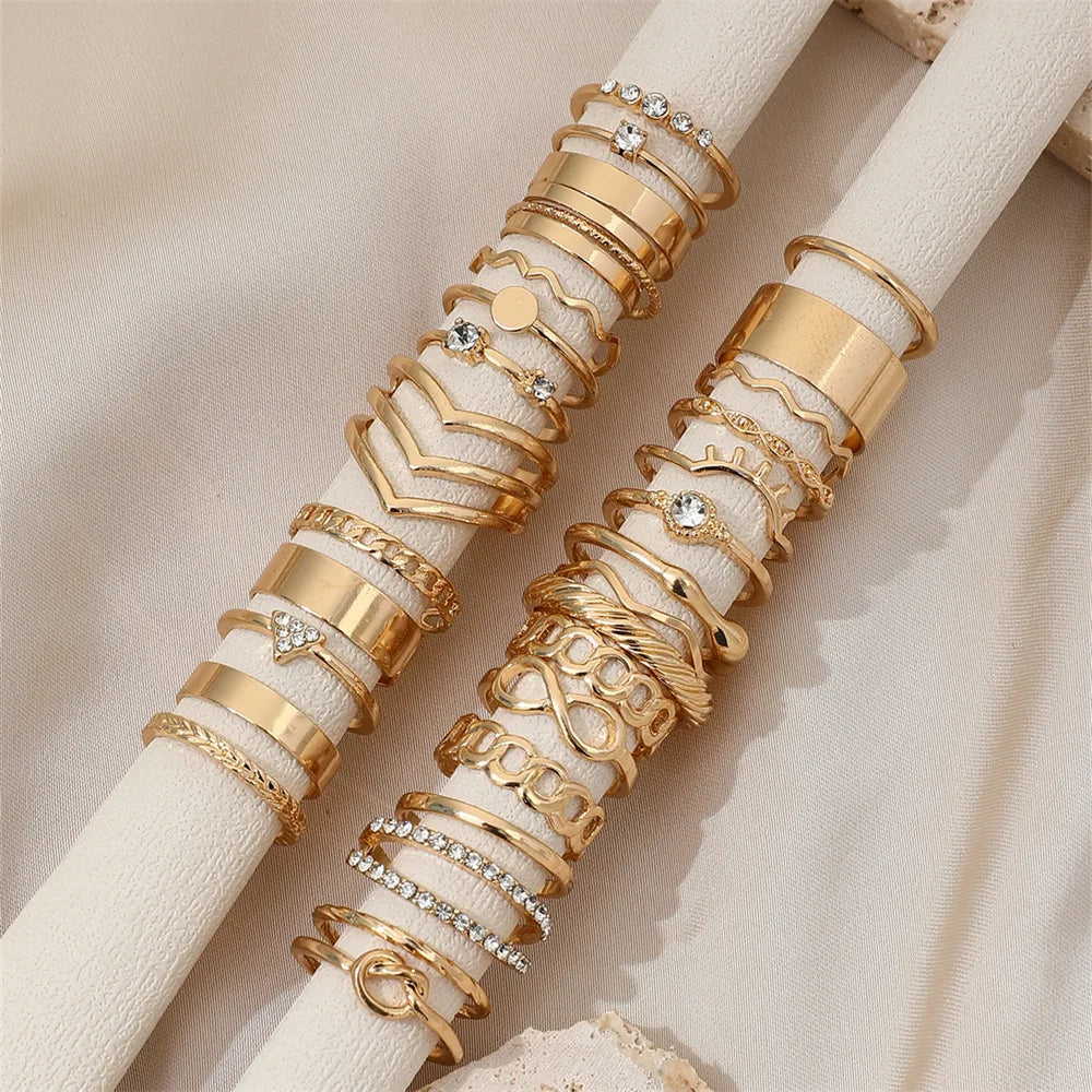 30Pcs Bohemian Geometric Knuckle Rings Set