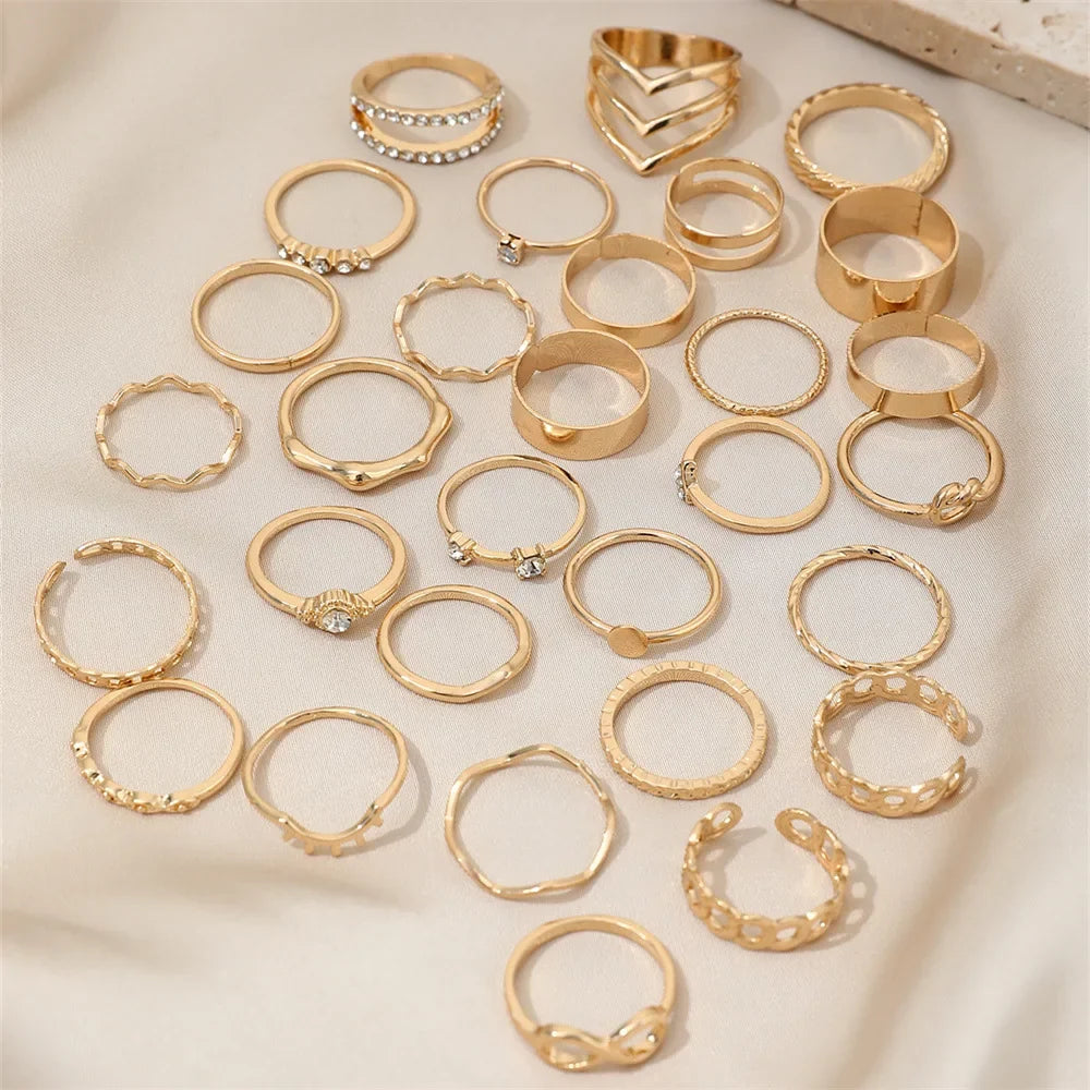 30Pcs Bohemian Geometric Knuckle Rings Set