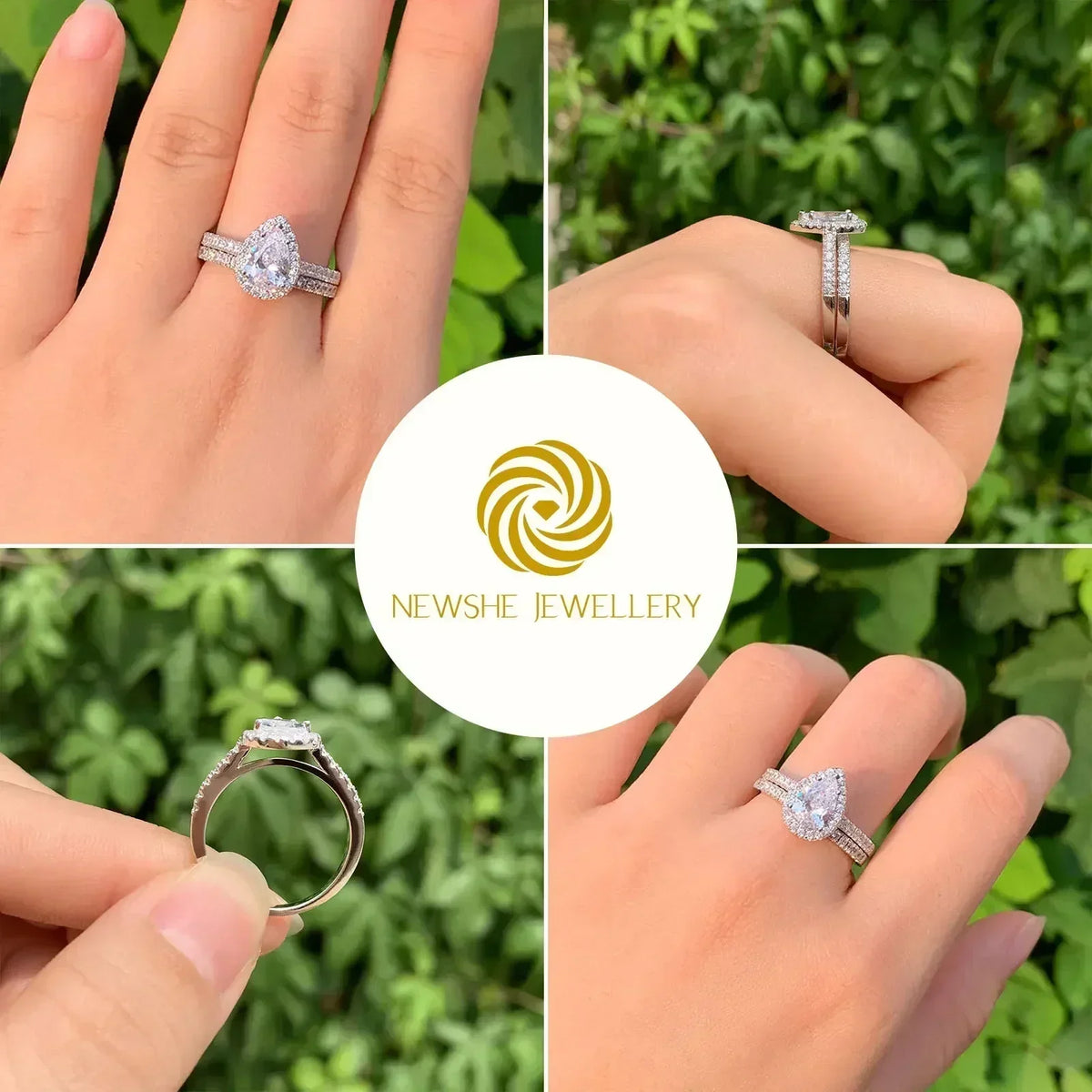 2 Piece Tear Drop Shape Ring .925