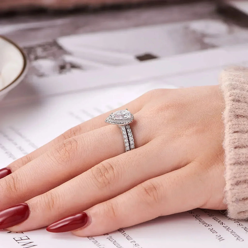 2 Piece Tear Drop Shape Ring .925