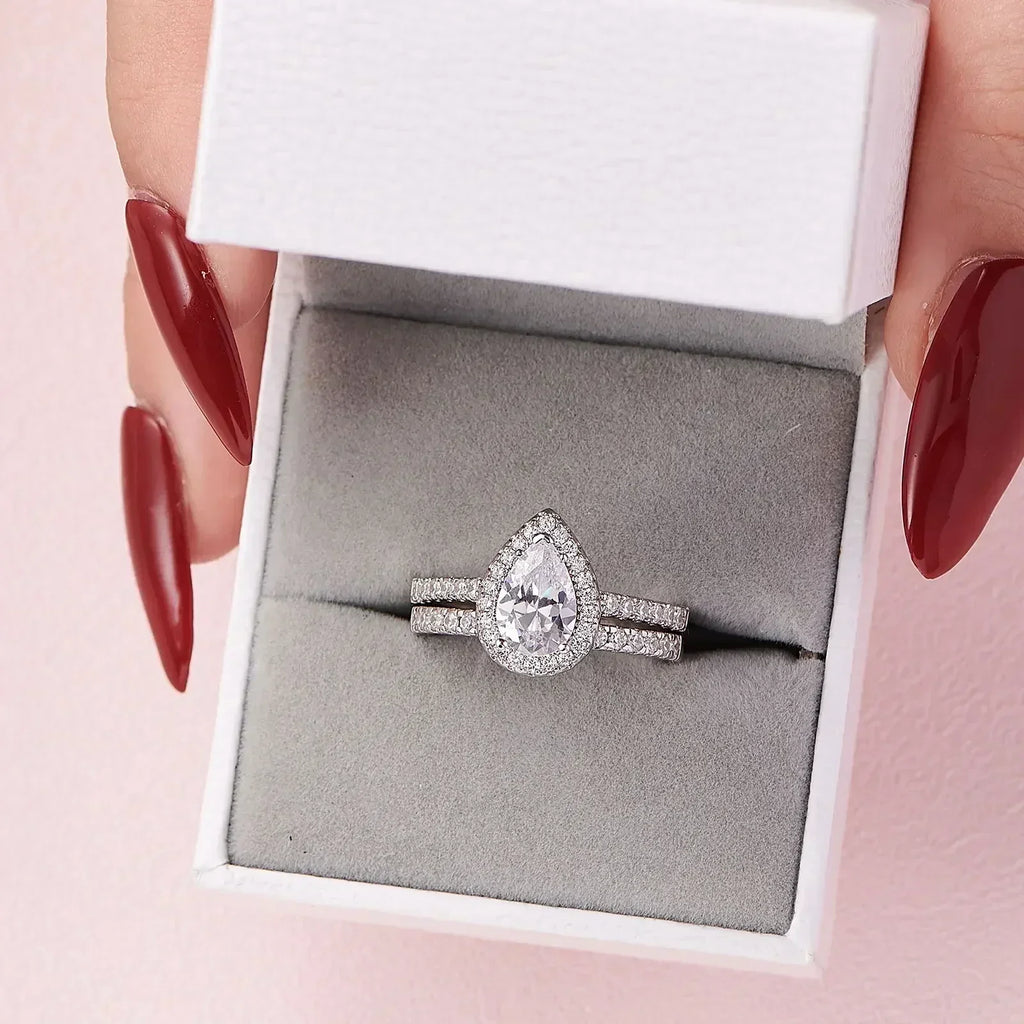 2 Piece Tear Drop Shape Ring .925