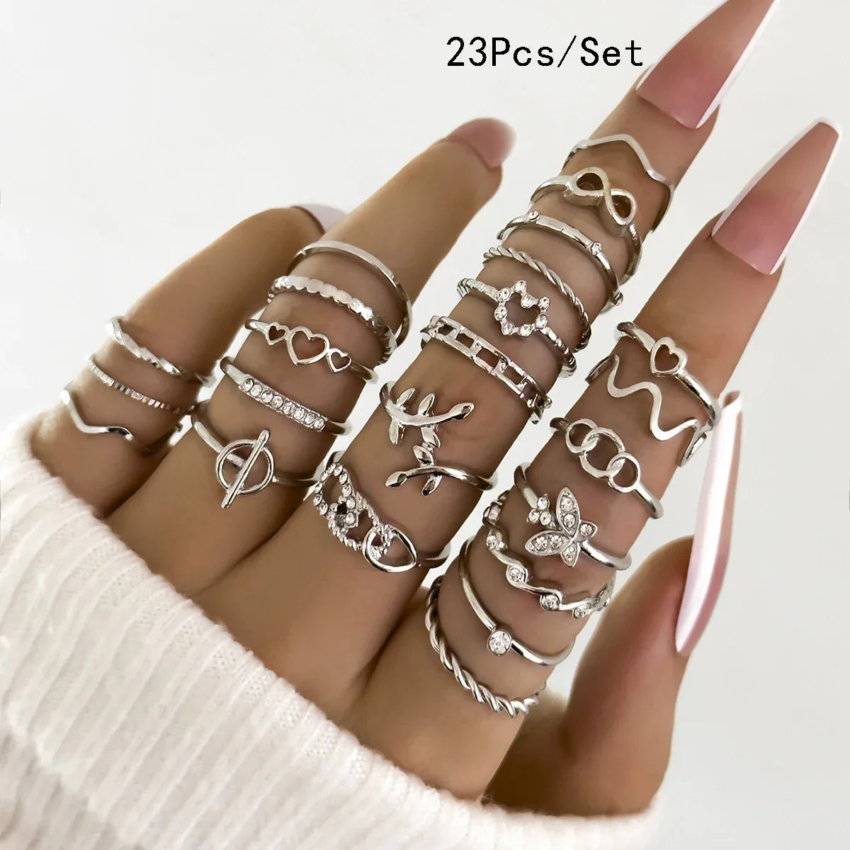 30Pcs Bohemian Geometric Knuckle Rings Set