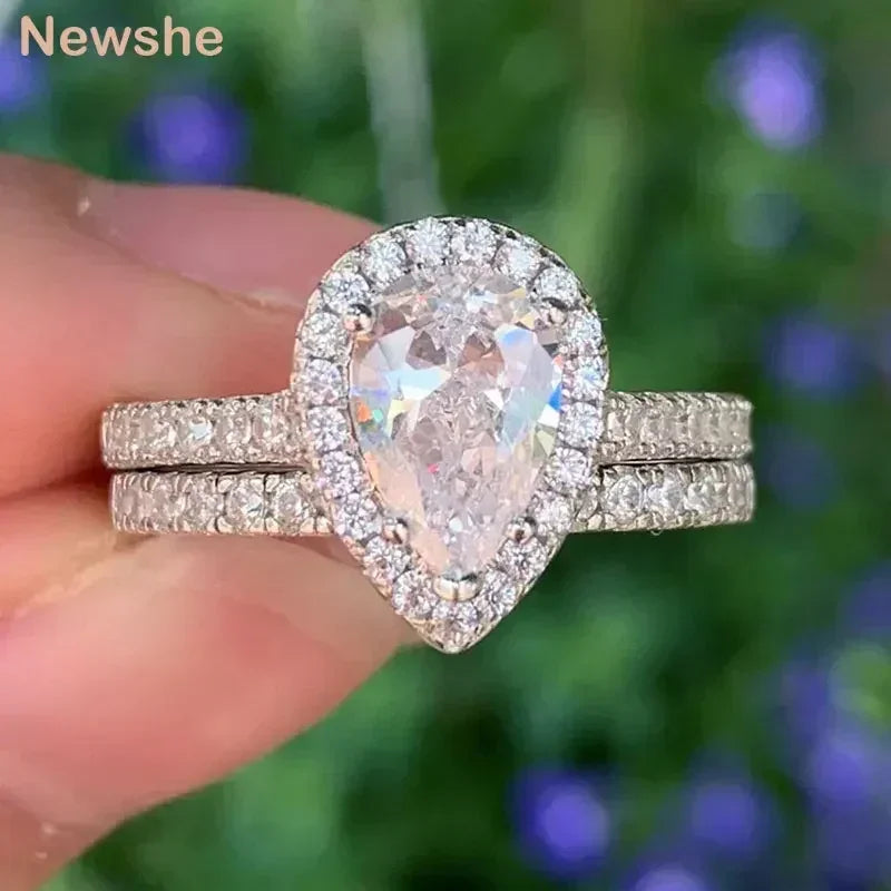 2 Piece Tear Drop Shape Ring .925