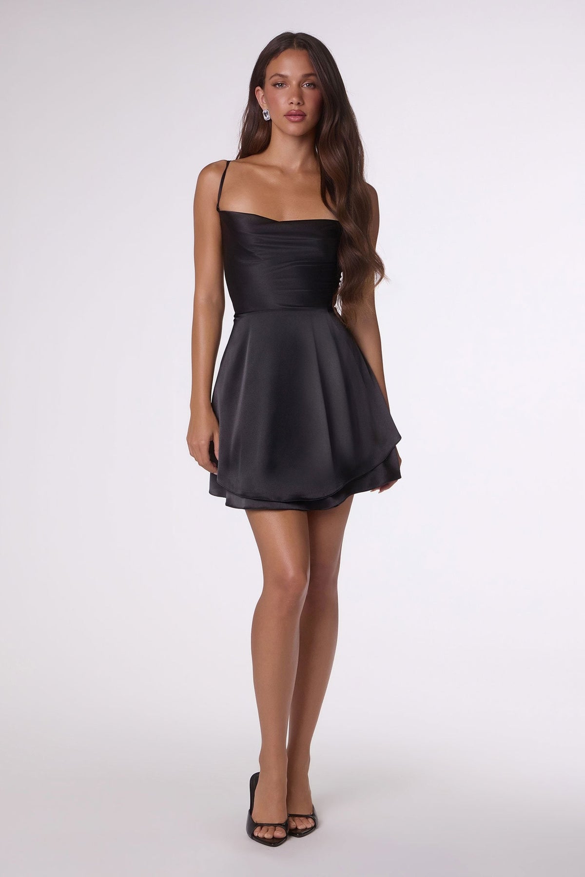 Fit and Flare Satin Mini Party Dress