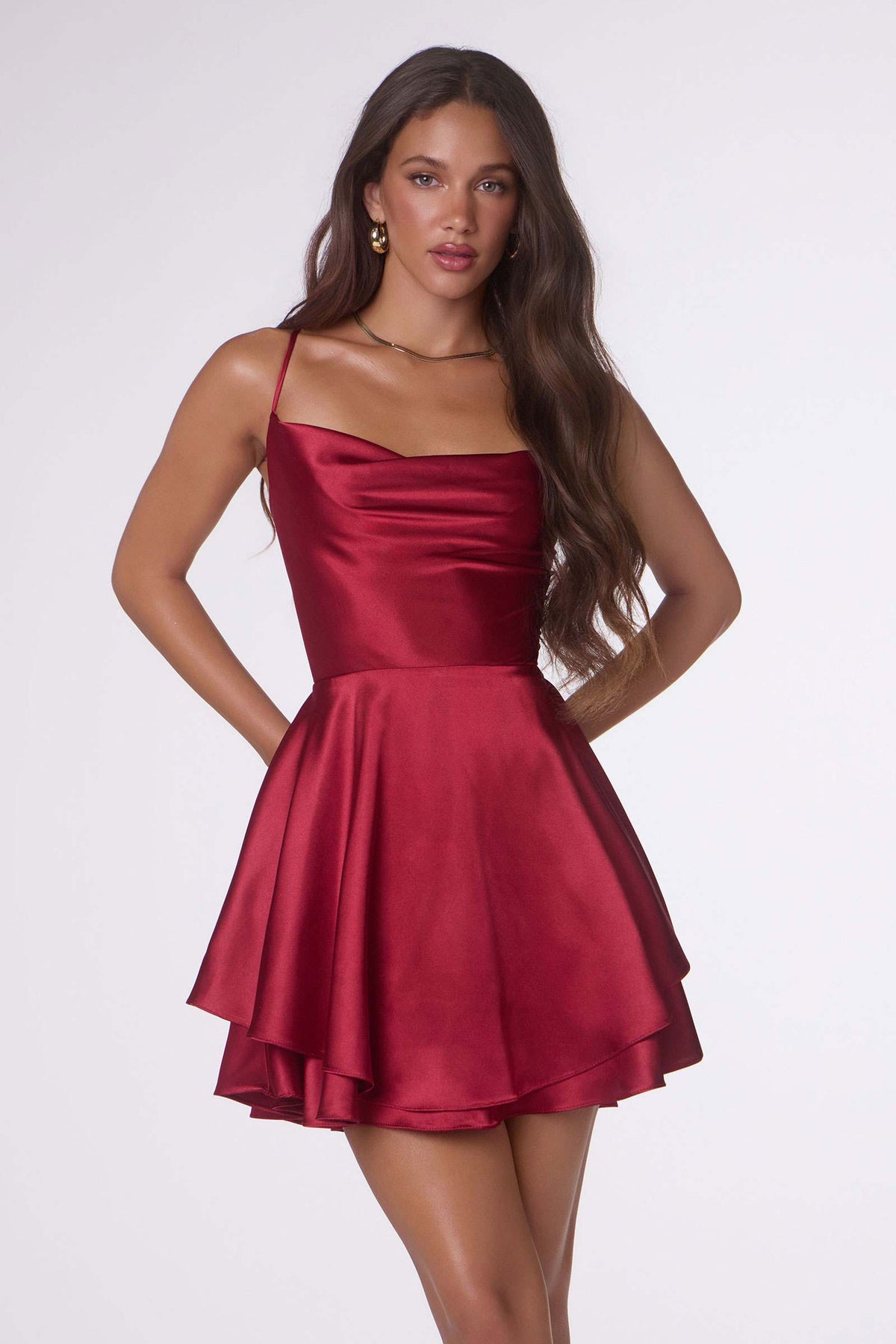 Fit and Flare Satin Mini Party Dress