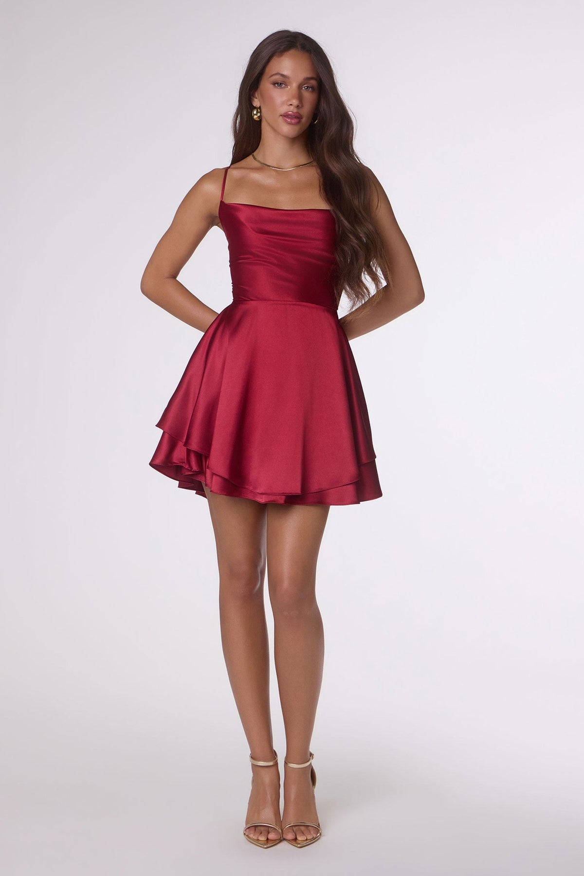 Fit and Flare Satin Mini Party Dress