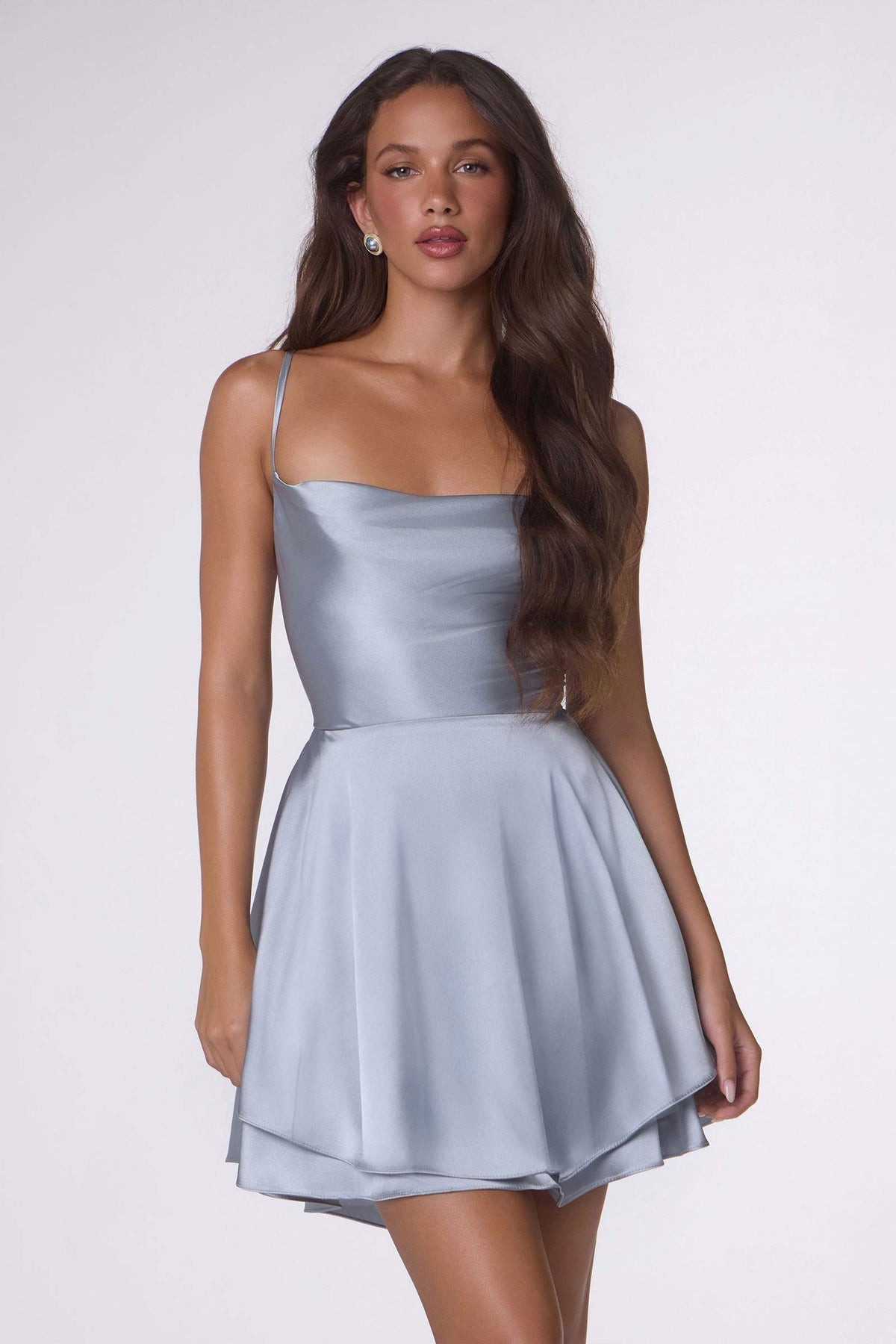 Fit and Flare Satin Mini Party Dress