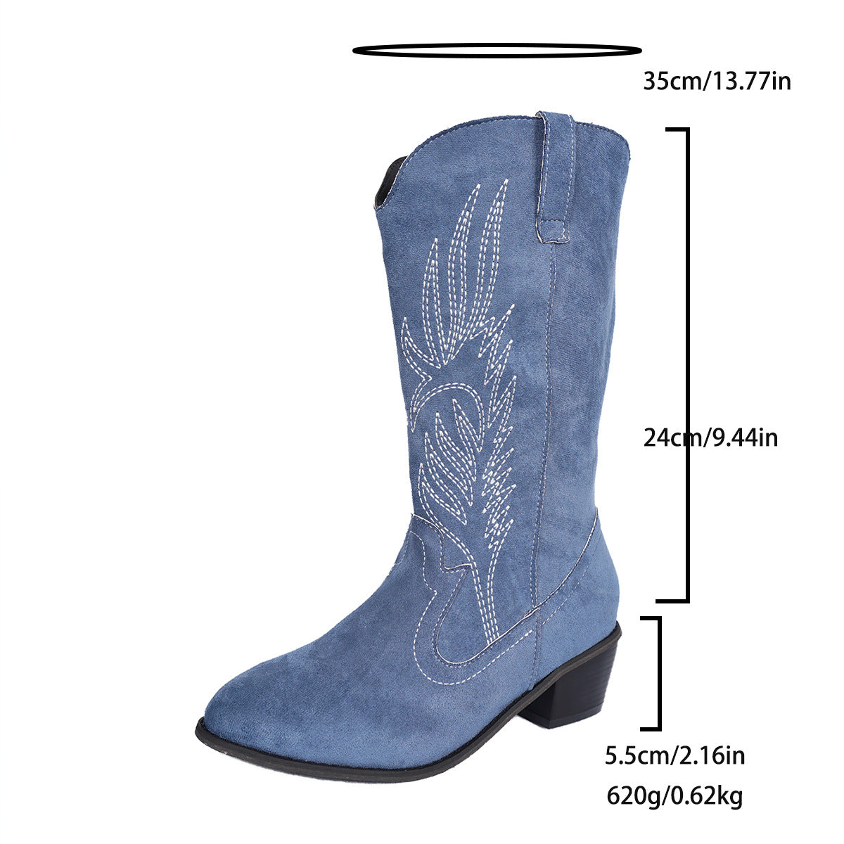 Womens Leather And Suede Denim Boots