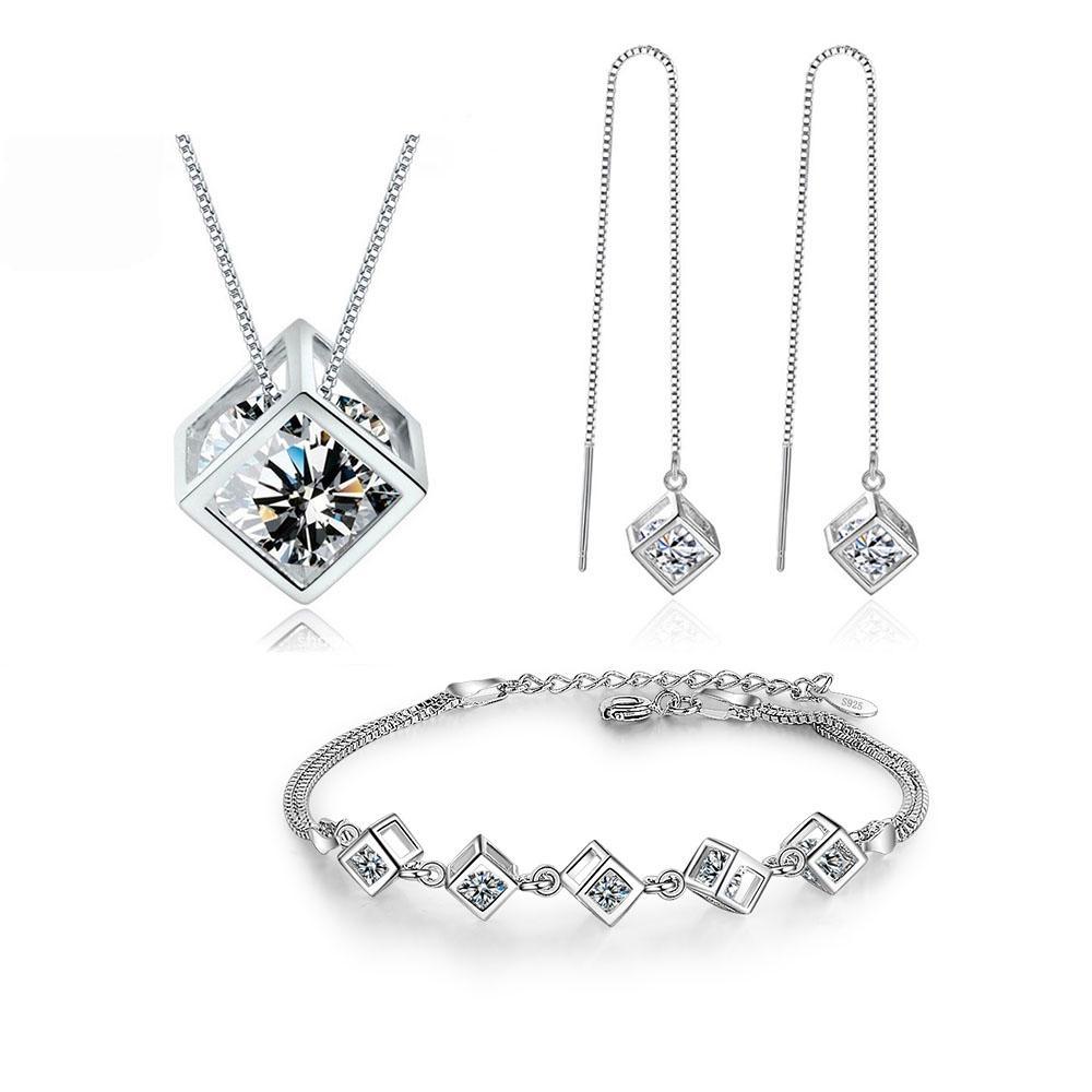 New Style Stamp Silver Color Jewelry Luxury Set