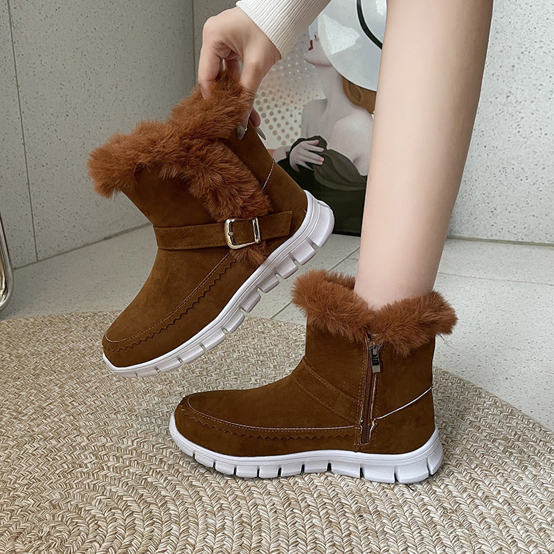 New Snow Boots Winter Warm Thickened Solid Color