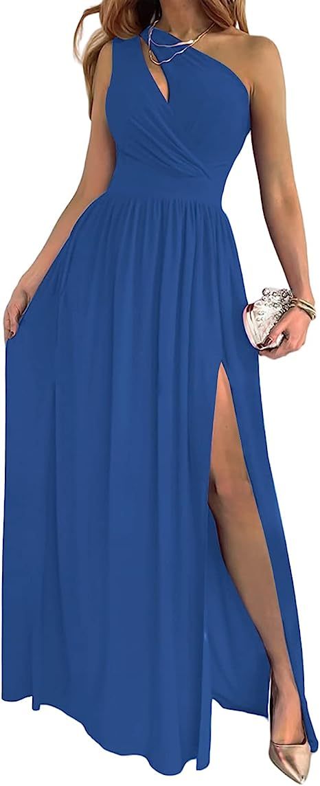 Women's One Shoulder High Split Elegant Sexy Cocktail Dress