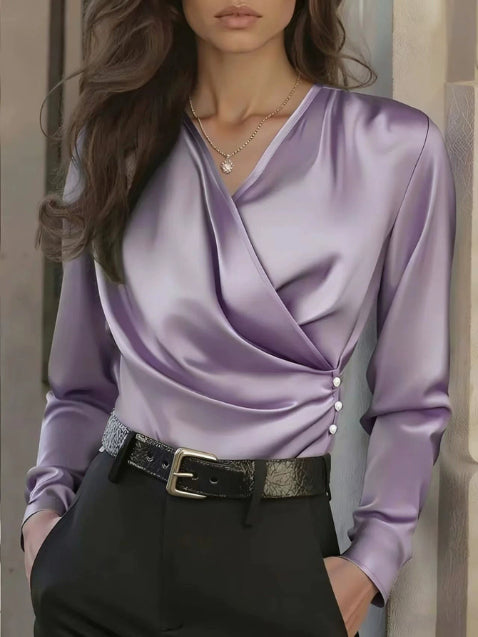 Women's Elegant Cross V-Neck Blouse