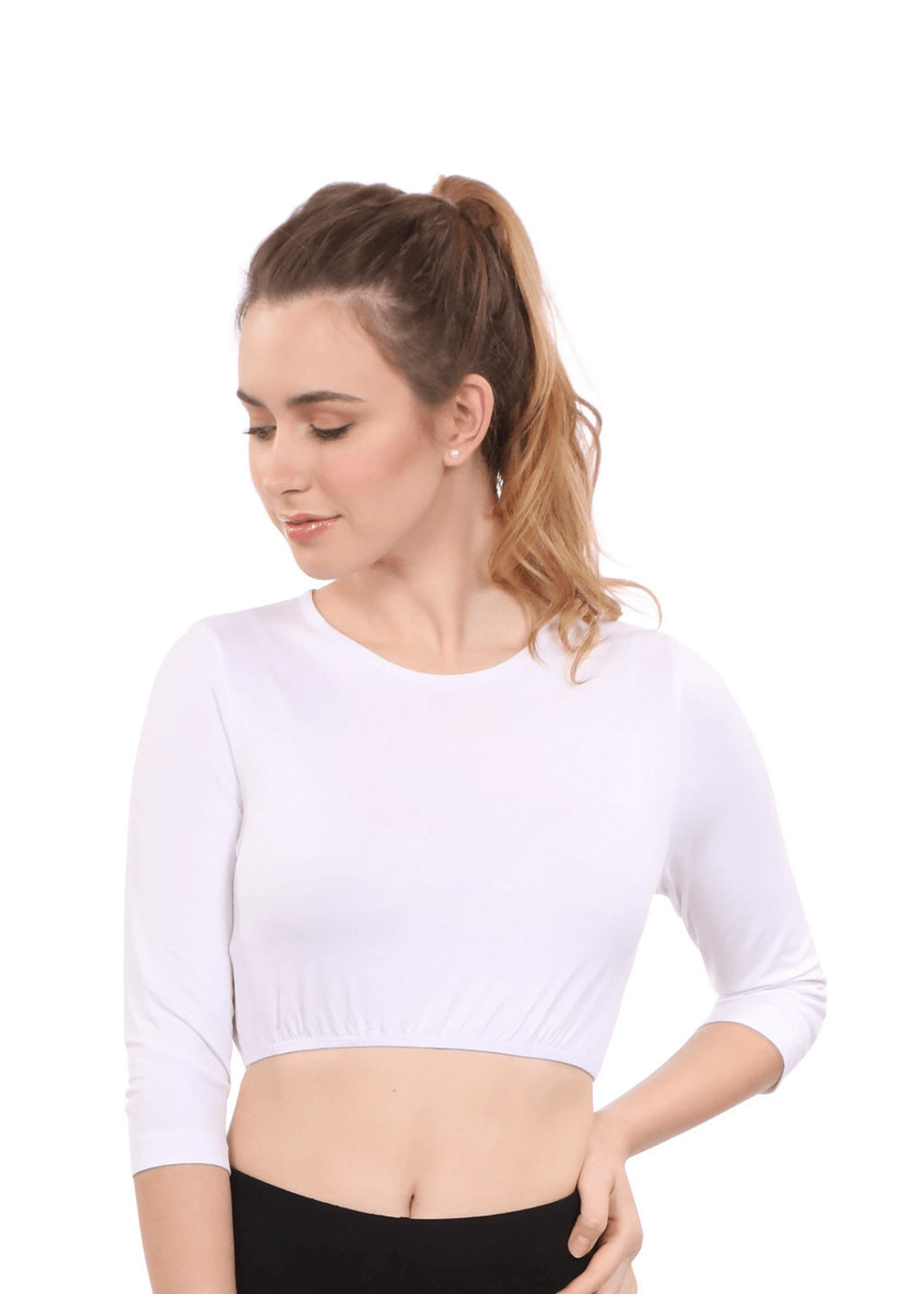 Modest Neck Cropped Layering Shirt