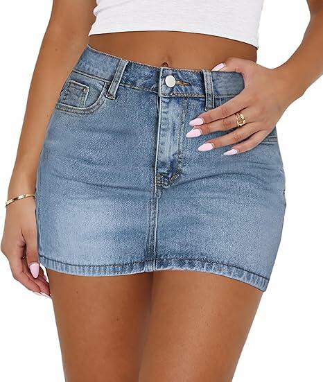 MONCCIZA Women's Denim Mini Jean Skirt Low Waist